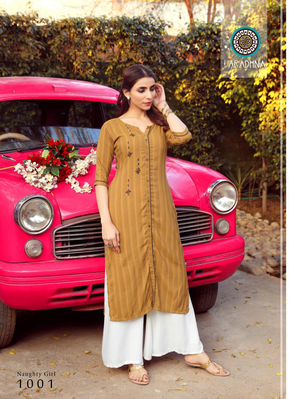 Aradhna Naughty Girl 1 Latest Designer Fancy Casual  Ethnic Wear Embroidery And Manual Work Kurtis Collection 
